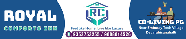 Royal Comforts Inn is new luxury PG opened in Devarabisnahalli Bangalore. It is a Colive PG where Girls and Boys and can live together. Even Couples can stay in coliving pg. Coliving PG are on rise in bangalore. Discovering PG in bangalore as easy as 123 on payingguestinbengaluru.com - the best broker free portal ever.